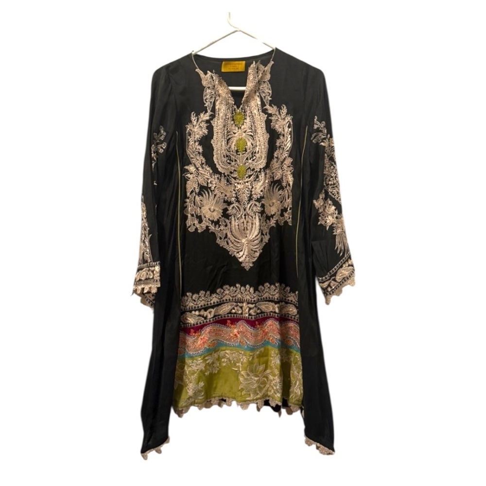 Sana Safinaz black Embroidered Silk Kurta
